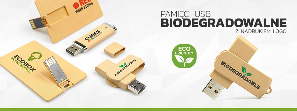 Seria pamięci USB w przyjaznych dla środowiska obudowach wykonanych z ekologicznego kompozytu.